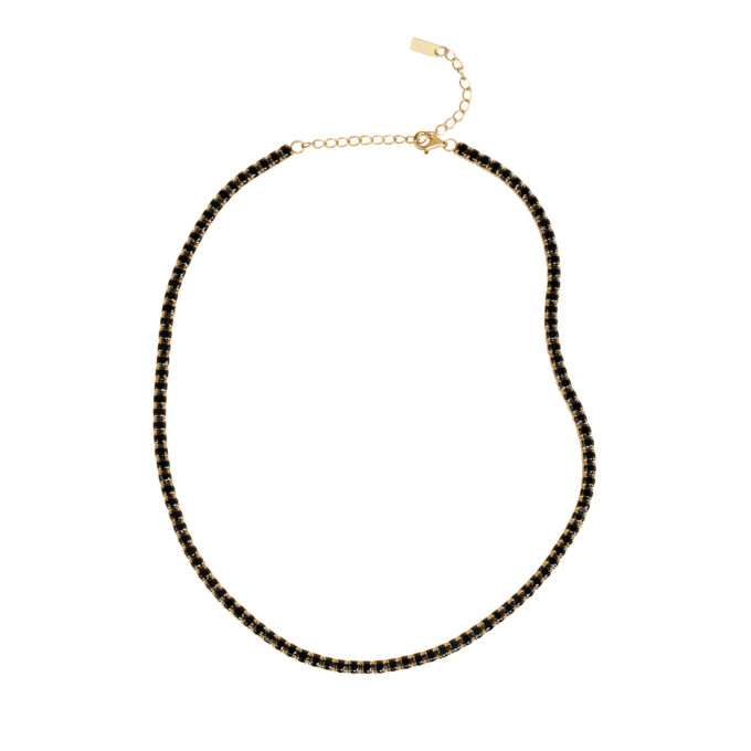 Tennis Necklace Black - Gold