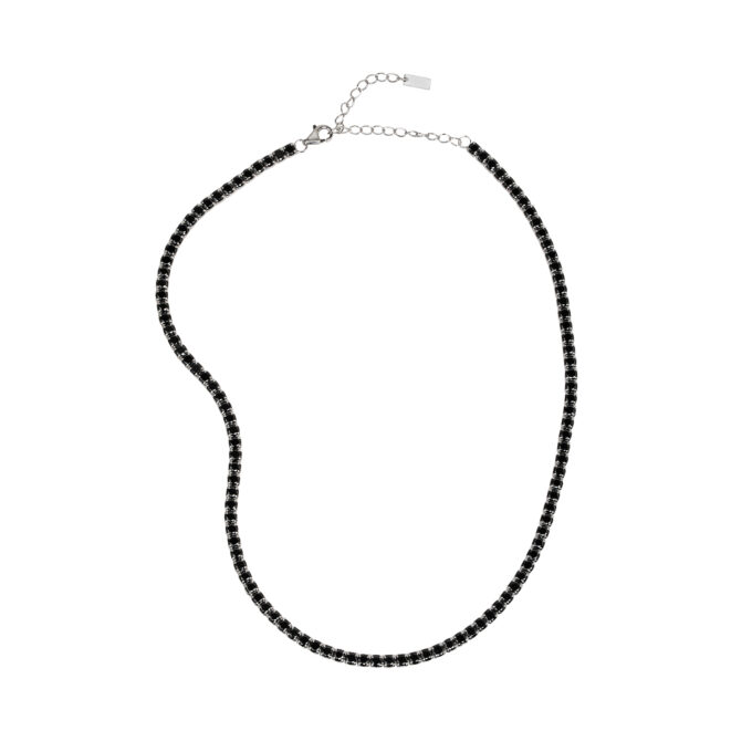 Tennis Necklace Black - Silver