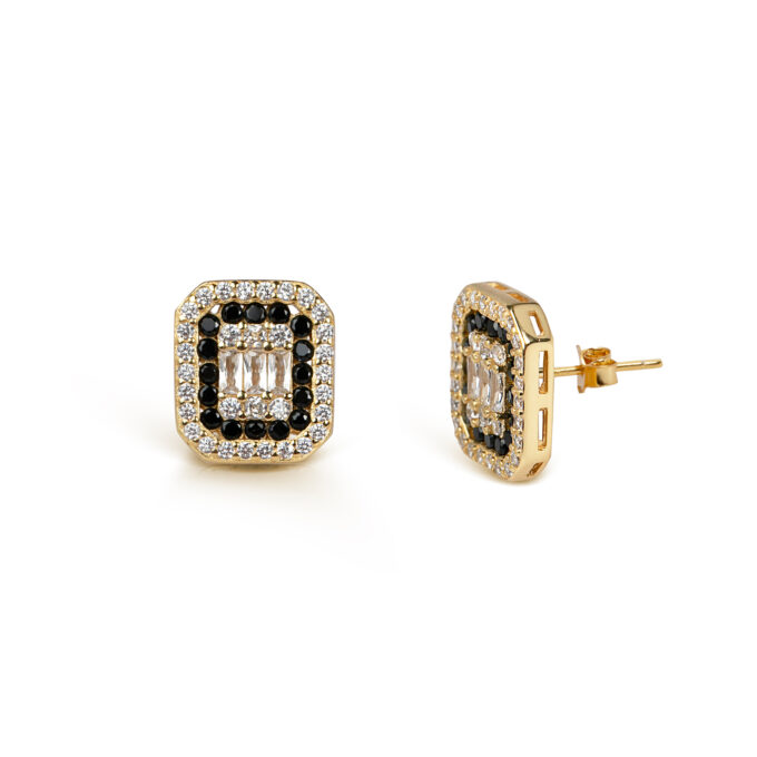 Touch Of Black Stud Earrings - Gold